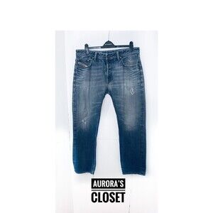Diesel 36X32 Larkee Relaxed Jeans Dark Blue DNA Look $295